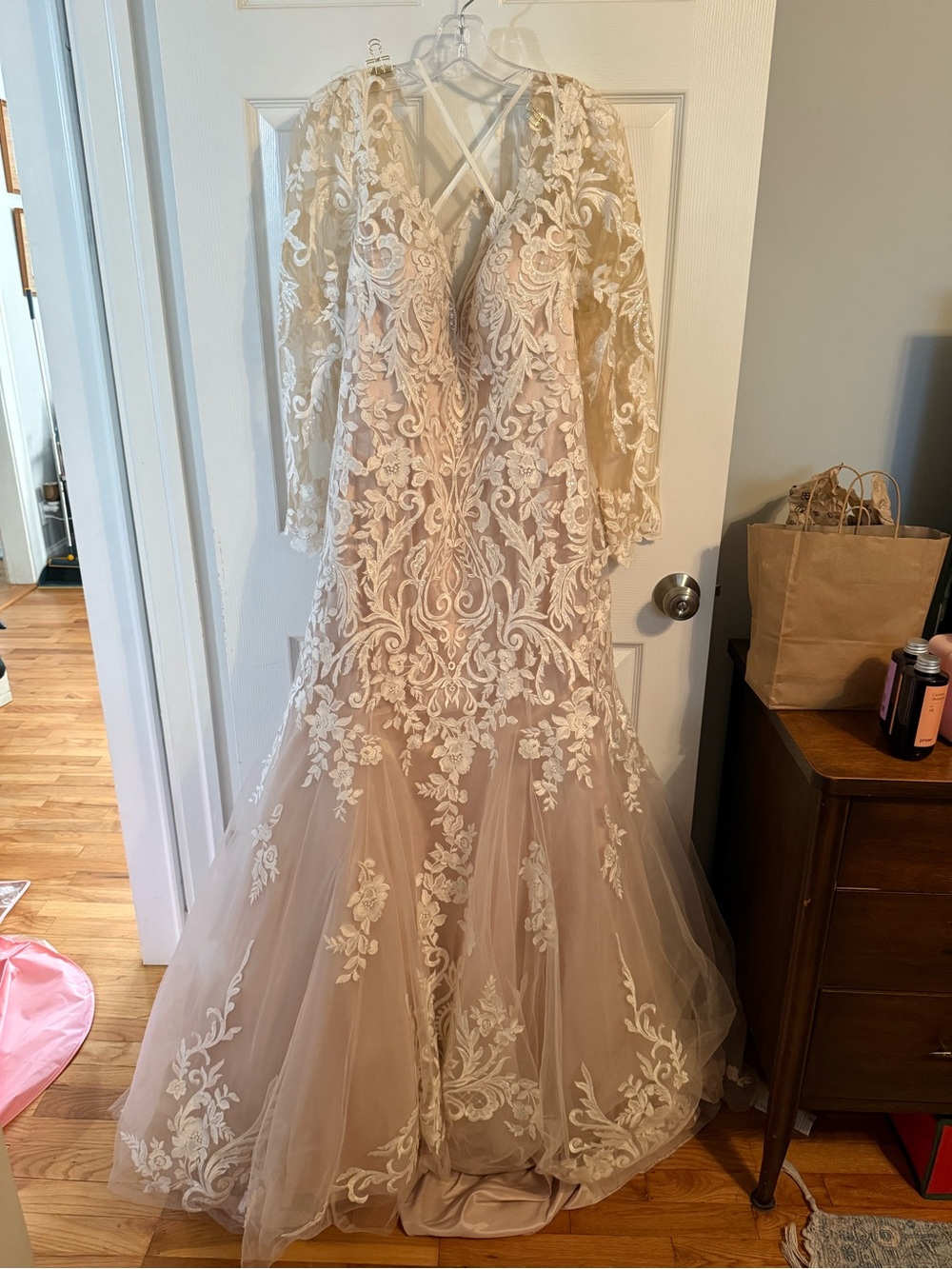 Ivory Lace Long-Sleeve Mermaid Wedding Gown